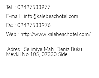 Kale Beach Otel iletiim bilgileri